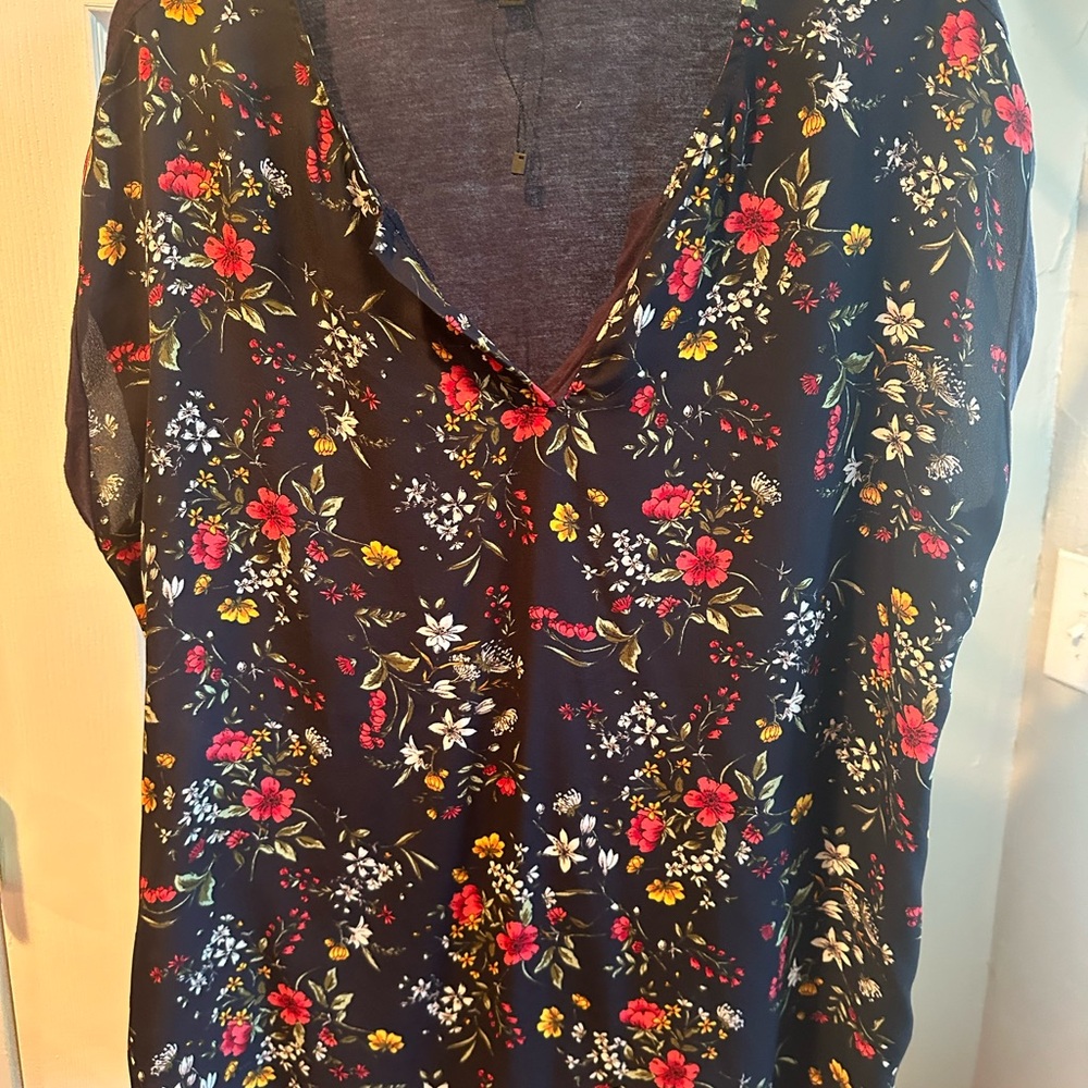 Papermoon Blue and Black Sleeveless Blouse